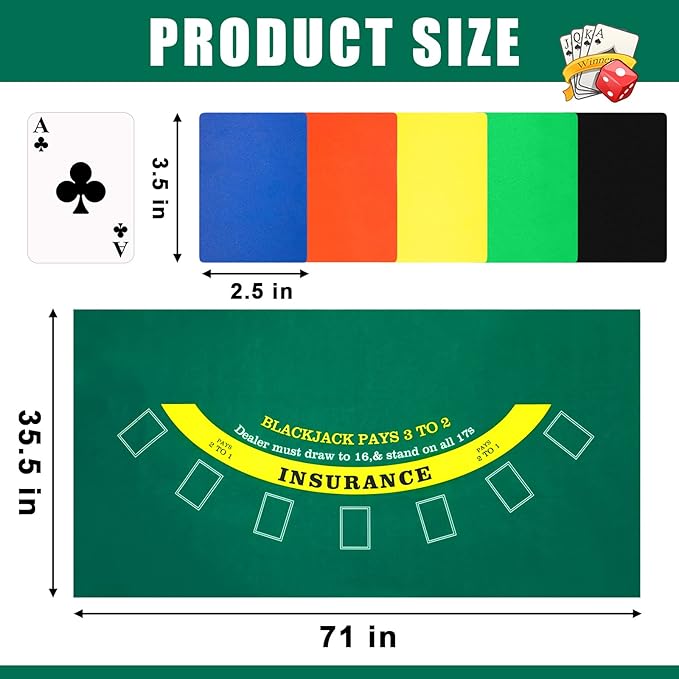 Aoriher Blackjack Game Combo Set, Include Blackjack Layout Felt,Shoe 6 Deck Automatic Card Shuffler