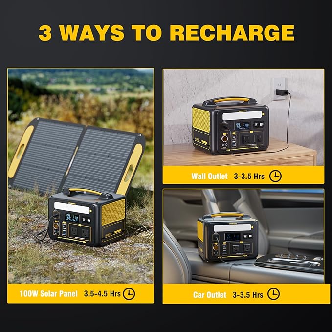 VTOMAN Jump 600X Solar Generator with 200W Solar Panel, 299Wh Portable Power Station with 2x 600W