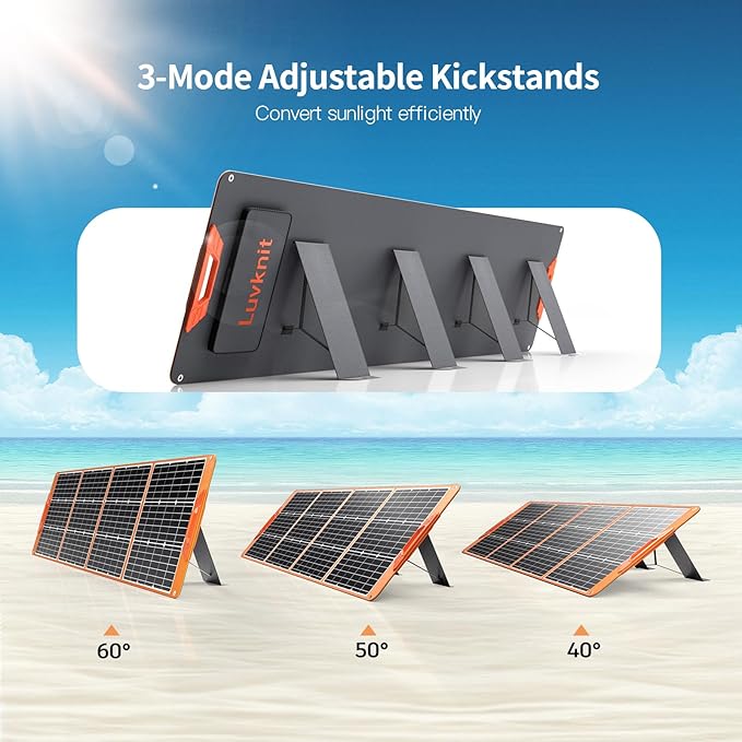 Upgraded 200W Portable Solar Panel for Power Station Generator, 18V Foldable Waterproof IP65 Solar