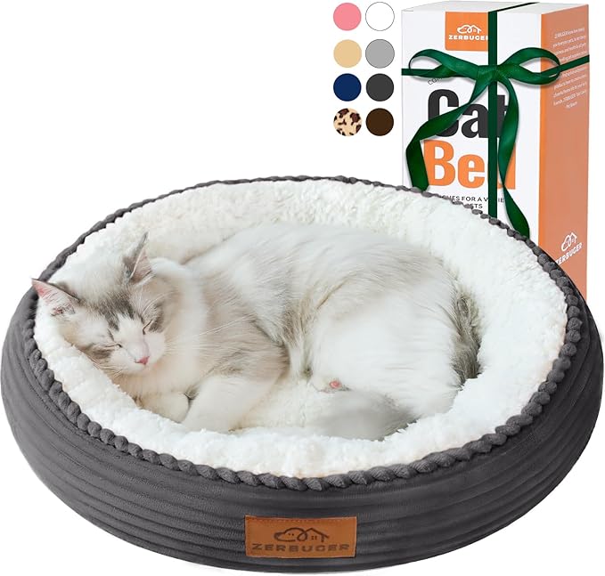 20in Washable Cat Beds for Indoor Cats - Round Donut Pet Bed for Cats, Small Dogs, Puppy, Kitten