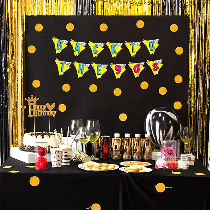 Back to the 90s Neon Banner - Funny Throwback 90's and 80's Theme Party Decoration, Favors &