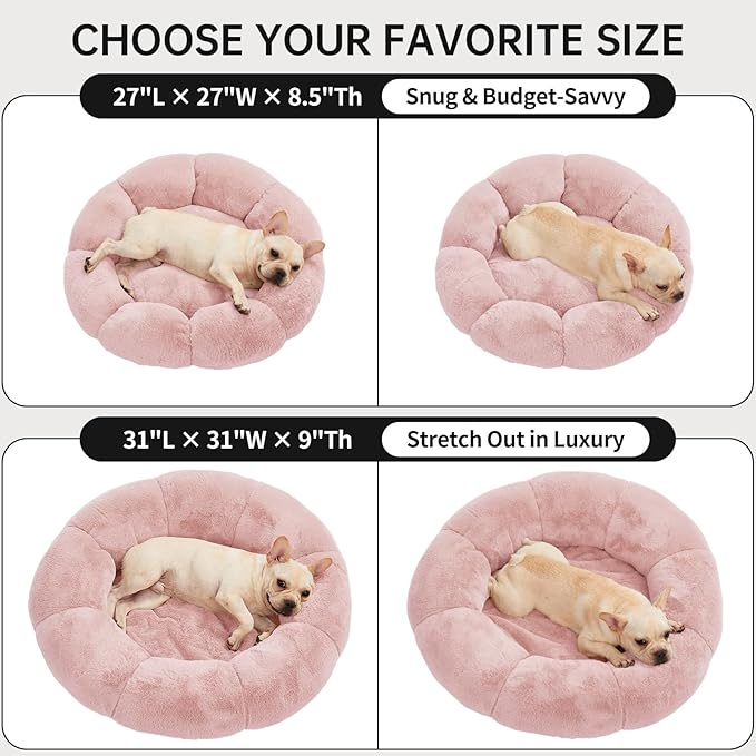 OhGeni 31 inches Calming Donut Orthopedic Dog & Cat Bed for Medium Pets, Warming Comfort Fluffy