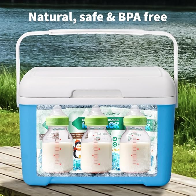 5 Packs Reusable Ice Packs for Lunch Boxes - 12+ Hour Cooling Ice Gel Pack for Camping, Beach