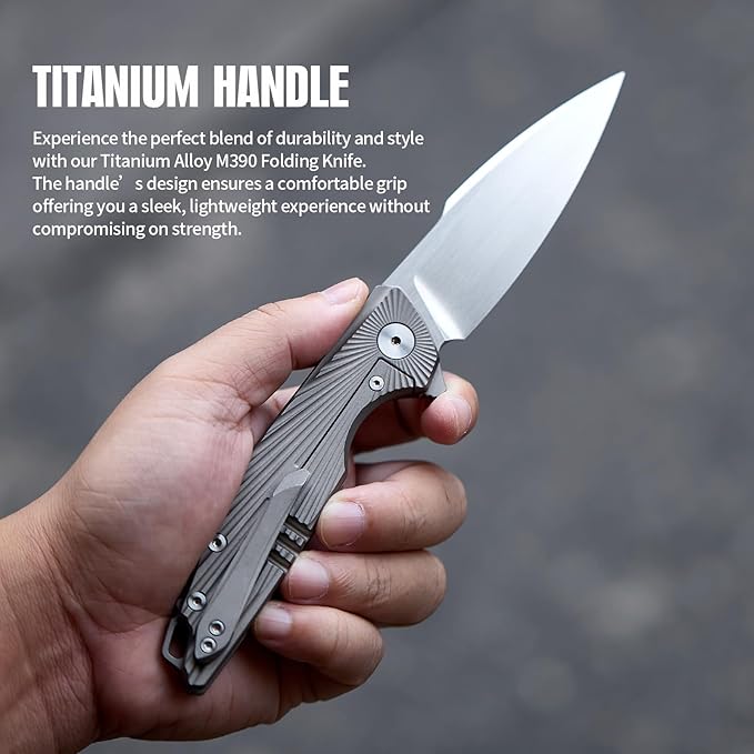 Folding Knife pocket knife EDC Knife With Clip Survival knife Hunting knife - M390 Steel Titanium