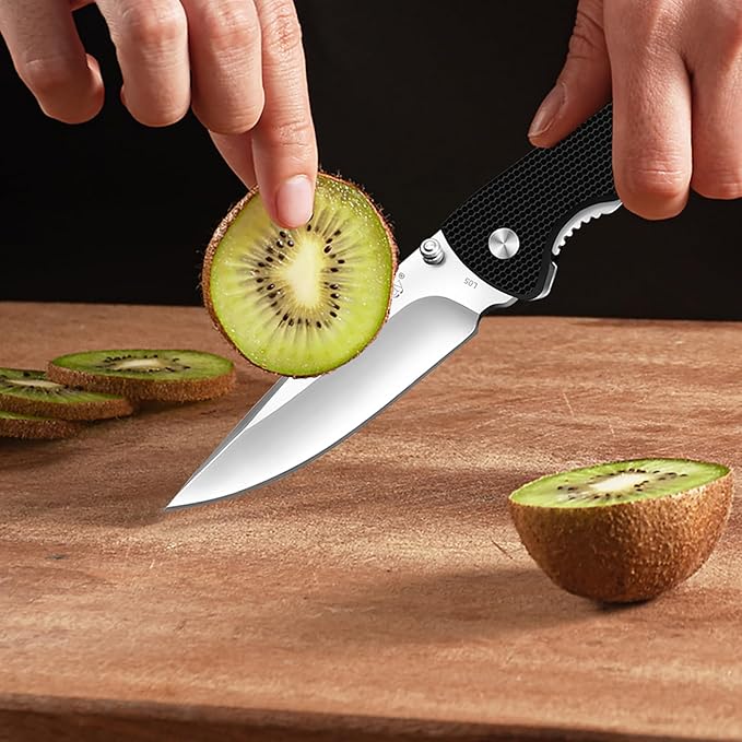 Vickay Pocket Knife for Men, Folding Knife with Clip, 3.74-inch 8Cr13MoV Steel Blade, G10 Handle