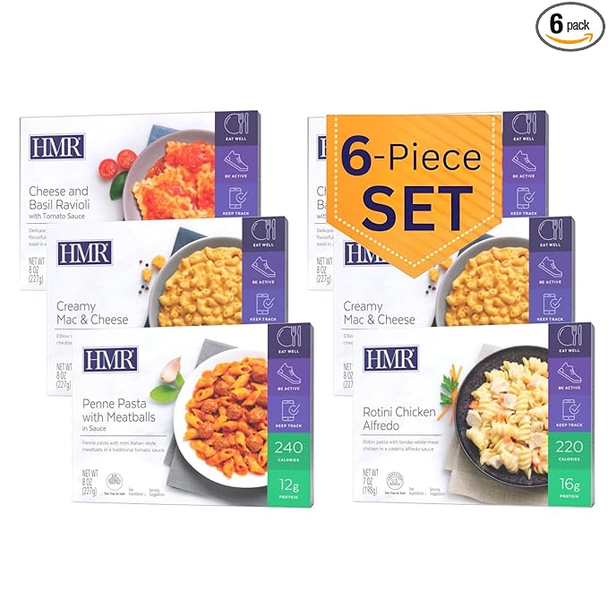 HMR Pasta Classics Entree Bundle 1 ea Penne Pasta w/Meatballs, 1 ea Rotini Chicken Alfredo, 2 ea