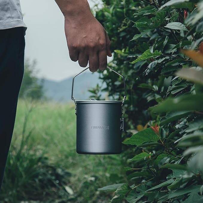 Fire Maple Frost 0.9L Camping Pot Aluminum with Detachable Handle, Backpack Bushcraft Gear