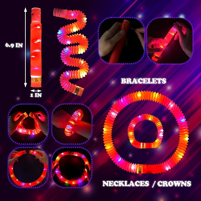24 PCS Red Glow Sticks Party Favors for Kids, Light Up Necklaces Bracelets Accessories for