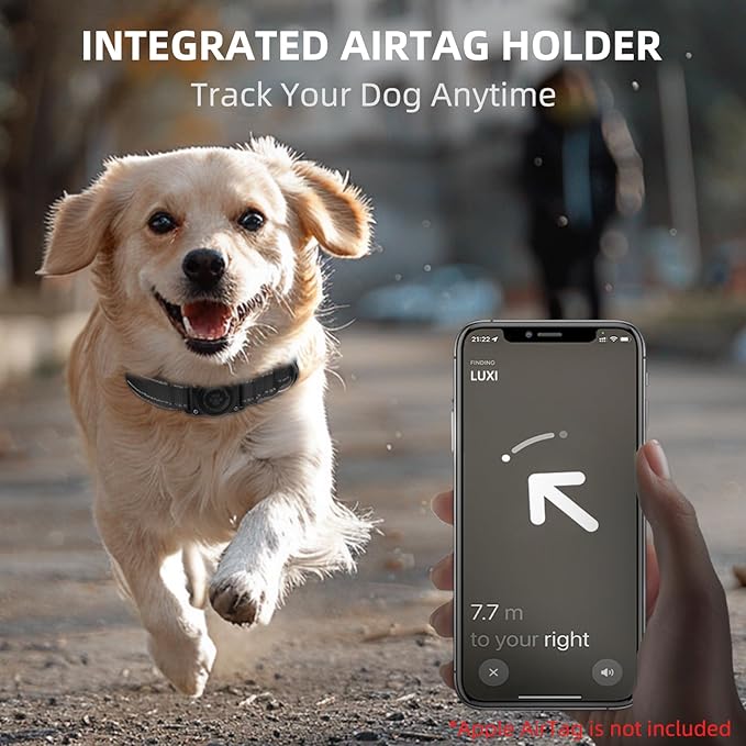 Airtag Dog Collar - 100% Waterproof AirTag Holder, Reflective, Soft Padded, Everlasting GPS Collar