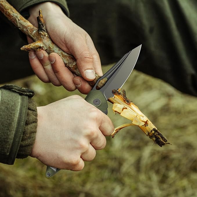 FINTISO Apollo Pocket Knife, 3.3" 14C28N Blade G10 Handle Folding Knife with Liner Lock, Small EDC