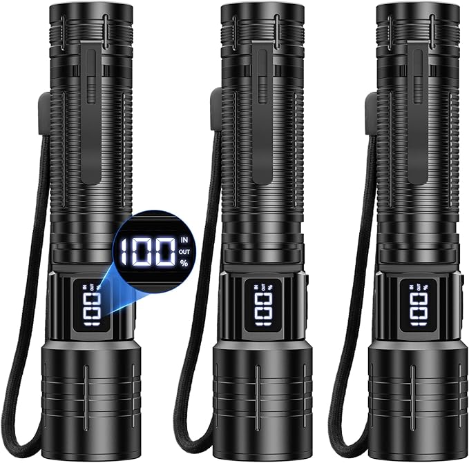 AdamStar Flashlight High Lumens Rechargeable Super Bright Flashlight Zoomable LED Flash Light with