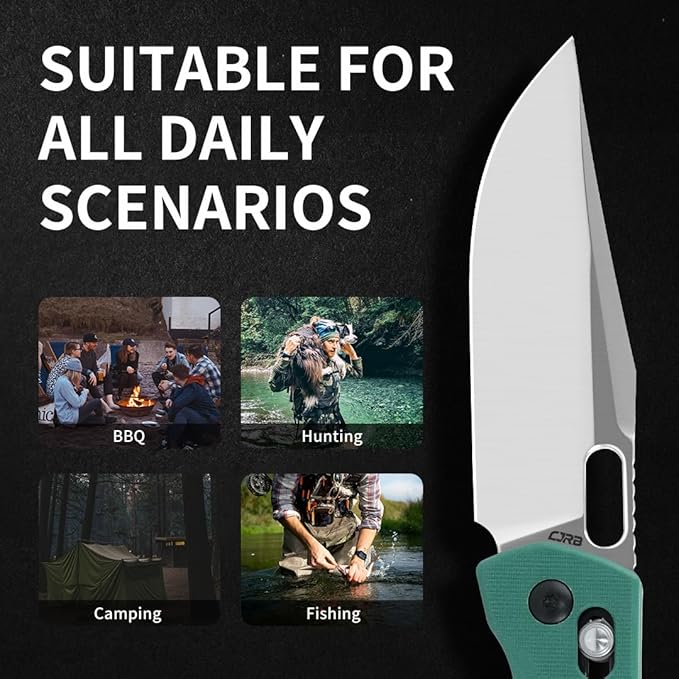 CJRB Prado Pocket Knife 3.76" AR-RPM9 Sand Polish Steel Blade G10 Handle Crossbar Lock Folding
