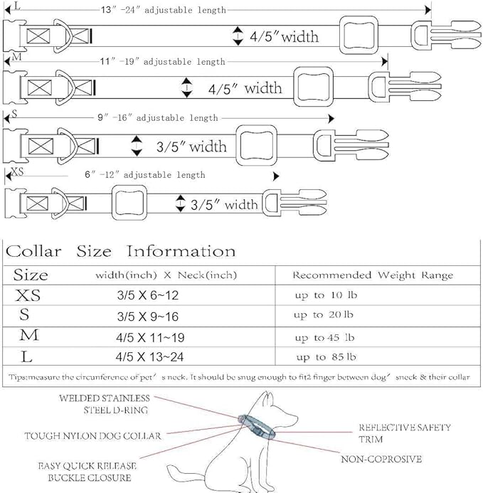 ROKHEVN WANTIG Embroidered Personalized ID Collar, 4 Adjustable Sizes: Extra-Small, Small, Medium