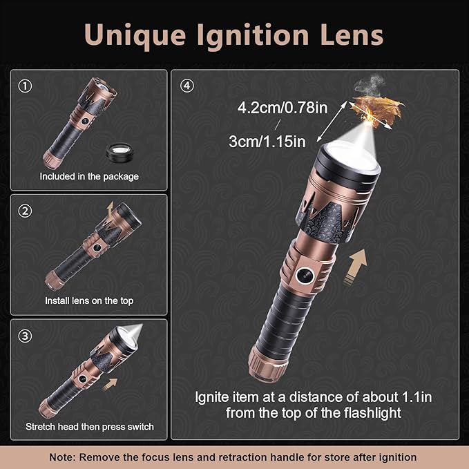 SKYFIRE Rechargeable Flashlights High Lumens 2 Pack with Ignition Lens,3000lm Mini Bright Tactical