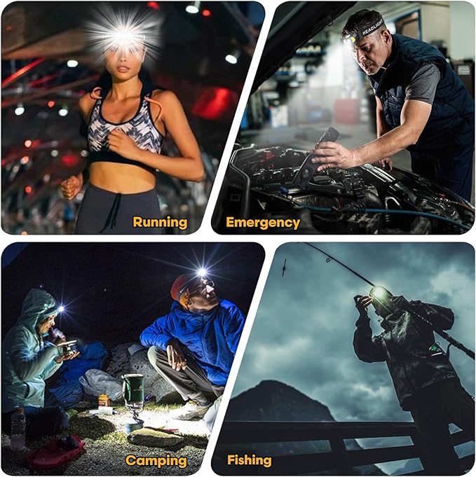 LED Headlamp,1500 Lumen Head Lamp with 7 Modes, Head Lights for Forehead with Red Light, IPX5