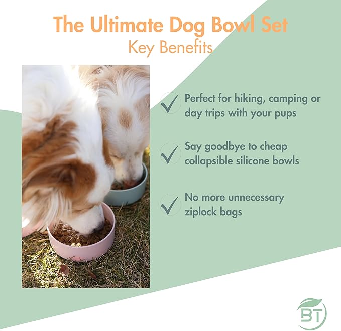 Barkin??Trails Travel Dog Bowls, Portable Outdoor Water, BPA-Free Water Bowl Set, Food Grade
