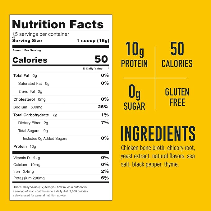 LonoLife Chicken Bone Broth Powder Mix | 10g Protein | Collagen-Rich, Keto & Paleo Friendly |