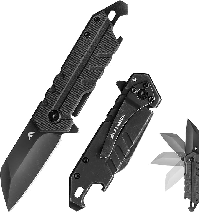 FLISSA 4.5" G10 handle folding knife, FLISSA Folding Knife, 4" Small Pocket Knife with Bottle