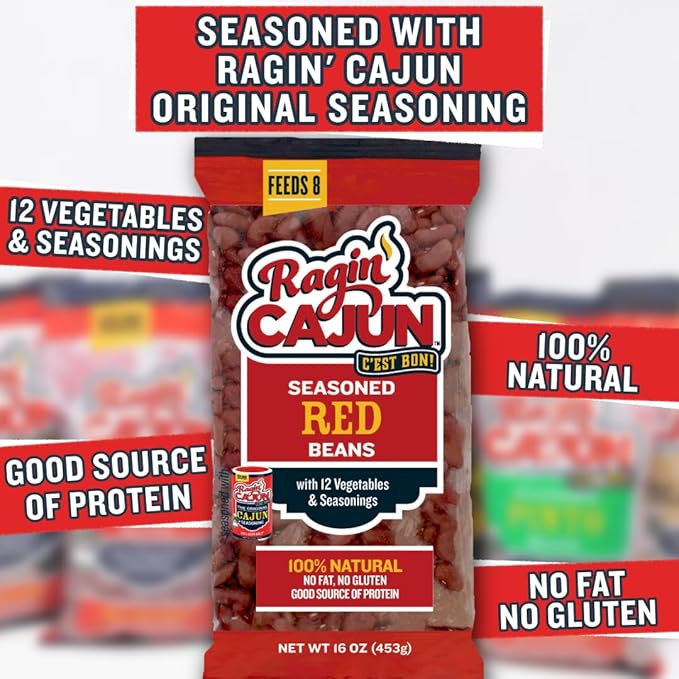 Seasoned Red Beans 16 oz Ragin Cajun (Pack of 12)