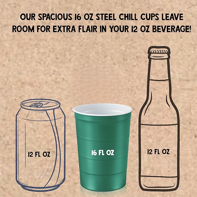16 oz. Party Cups, Perfect for Cold Drinks, Sturdy & Durable, Disposable and 100% Recyclable, Made