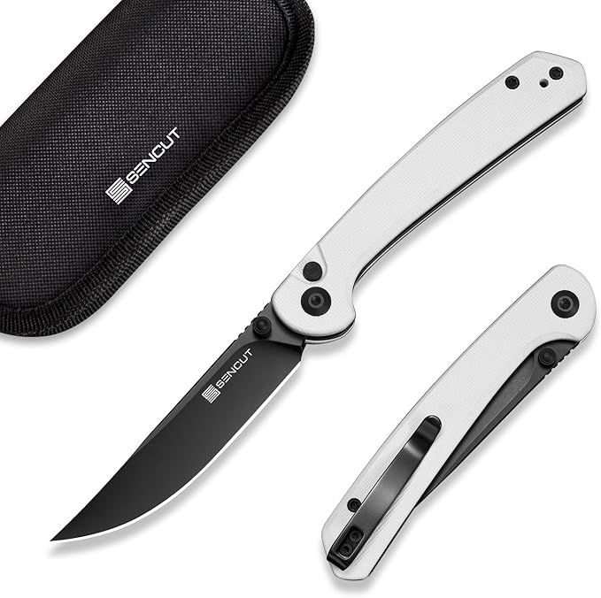 SENCUT Skelfin Pocket Knife for EDC, Folding Knife with 3.3'' Blade & G10 Handle, for Camping