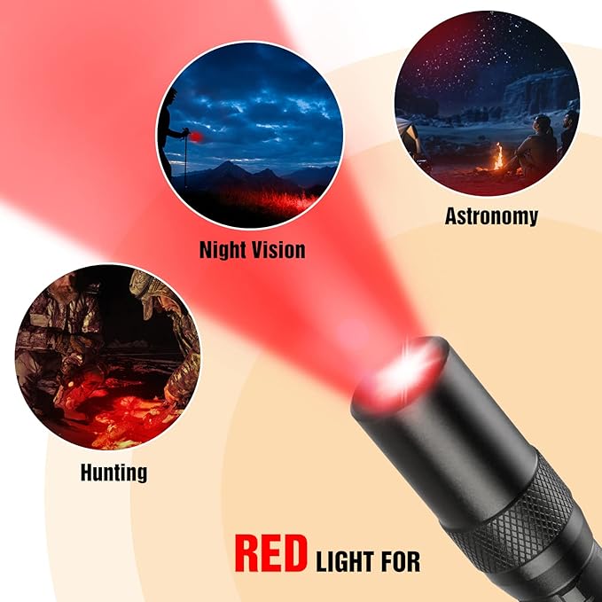 EverBrite Red Light Penlight Flashlight with 395nm UV Blacklight/White Light, Multi-Function LED
