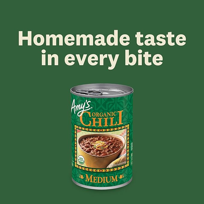 Amy's, Chili, Gluten Free, Vegetarian, Organic, Medium Spice, Jalapeño Pepper, 14.7 oz, Pack of 6