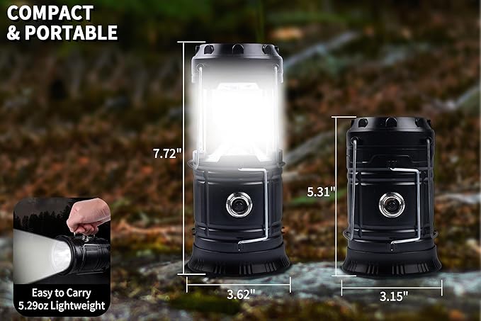 KunHe 24-Pack 1800mAh Collapsible Portable LED Camping Lantern Lightweight Waterproof USB