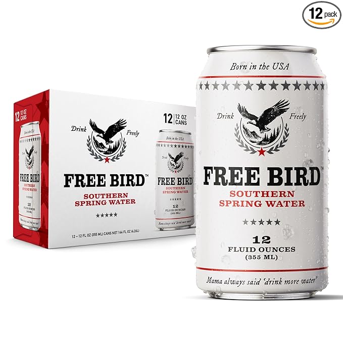 Free Bird Southern Still Spring Water - 12 Pack, 12oz Cans, Zero Calories, Crisp & Clean Pure