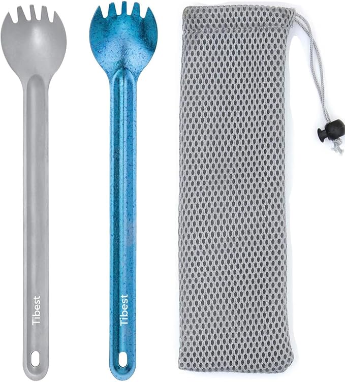 Titanium Spork, 8.7" Long Handle, Backpacking Spork and Spoon, Ultra Lightweight Camping Utensil