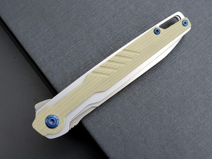 Eafengrow EF942 EDC Folding Knife, D2 Steel Blade Titanium Plating & G10 Handle,Pocket Clip with