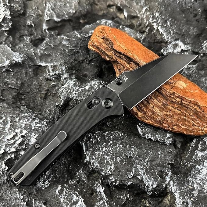 KANSEPT Main Street Pocket Folding Knife, 3.36''Black Ticn Coated 154cm Sharp Steel Blade, G10