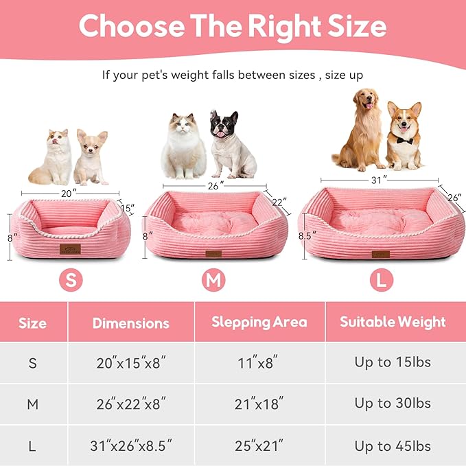 Cat Dog Bed for Pets, Rectangle Pet Bed Gift for Puppy and Kitten, Machine Washable Calming Fluffy