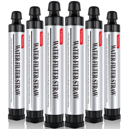Timain 6 Pack 4-Stage Filtration,High Flow Rate Water Filter Straw,Water Purifier Survival for