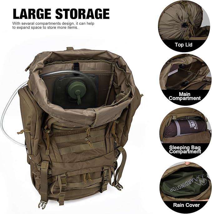 Mardingtop 60L Military Internal Frame Backpack for Hiking,Camping,Hunting,Rucksack Backpack with