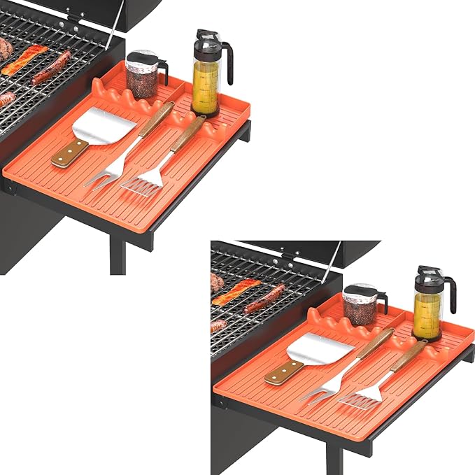 Griddle Mat Compatible with Blackstone, Silicone Grill Tools with Drip Pad, Spatula Mat for Outdoor
