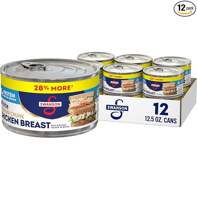 Swanson White Premium Chunk Canned Chicken Breast in Water, 12.5 OZ Can (Case of 12)