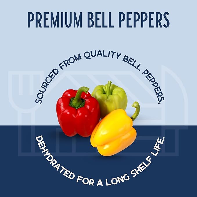 Harmony House Dried Mixed Bell Peppers, Diced ??Dehydrated Vegetables for Cooking, Camping