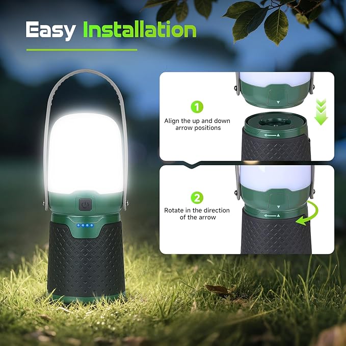 4 in 1 Modular Rechargeable Camping Lantern, Portable LED Flashlight, Outdoor Camp Fan, 4400mAh