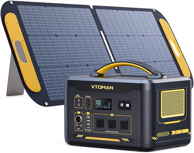 VTOMAN Jump 1800 Portable Power Station with 110W Solar Panel, 1800W/1548Wh LiFePO4 Battery Solar