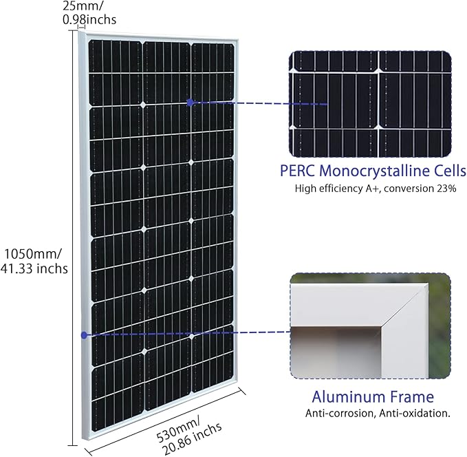 500 Watt 12Volt Solar Panel Kit 5X100W Monocrystalline Module 50A Charge Controller for RV, Boats