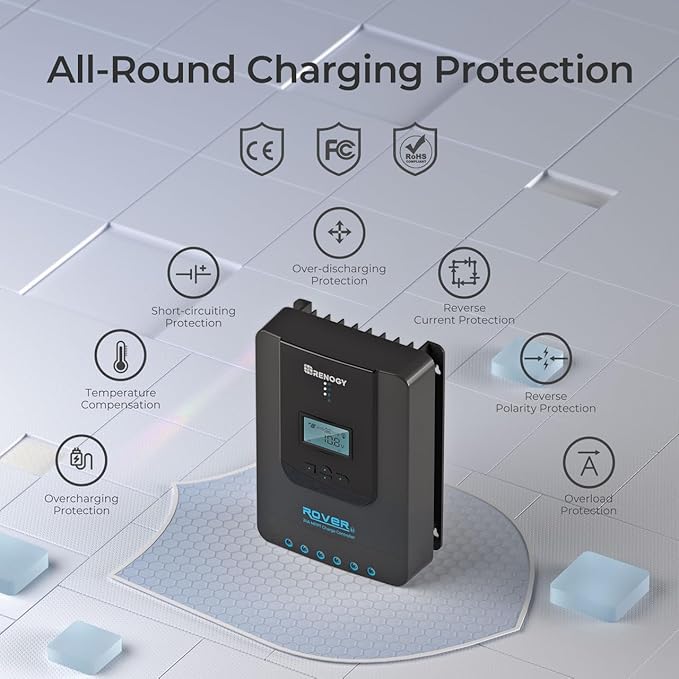 Renogy Solar Charge Controller (Bluetooth)- Rover 20A 12V24V Auto DC Input MPPT Charge Controllers