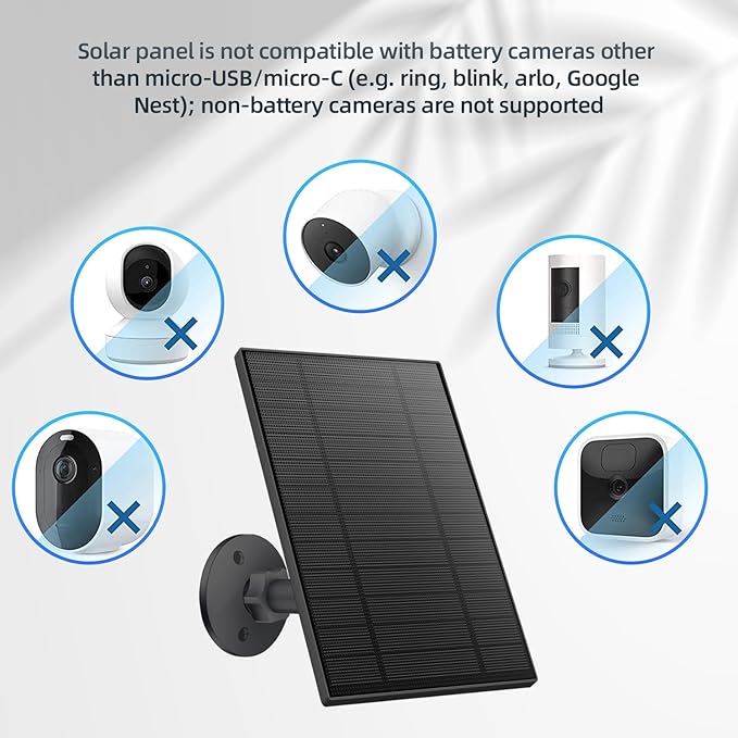 5W Solar Panel for Security Camera, Solar Panel with Micro USB & USB-C Port for DC 5V Outdoor