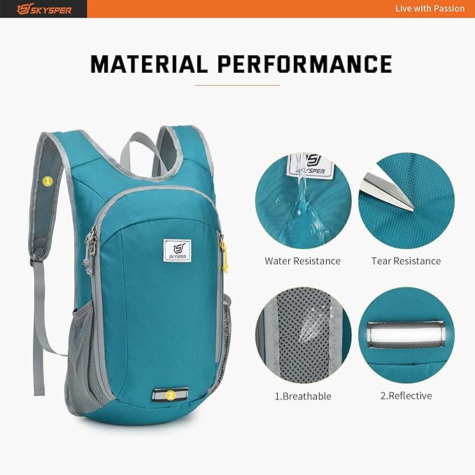 SKYSPER Small Daypack 10L Hiking Backpack Packable Lightweight Travel Day Pack for Women Men