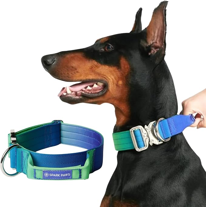 Spark Paws Tactical Dog Collar - Heavy Duty, Premium Quality, Thick and Durable for Large and