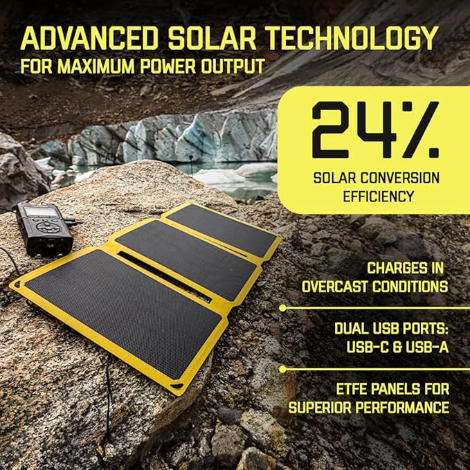 SunJack ??25 Watt Foldable Solar Panel, ETFE Monocrystalline Portable Solar Panel with USB-C and