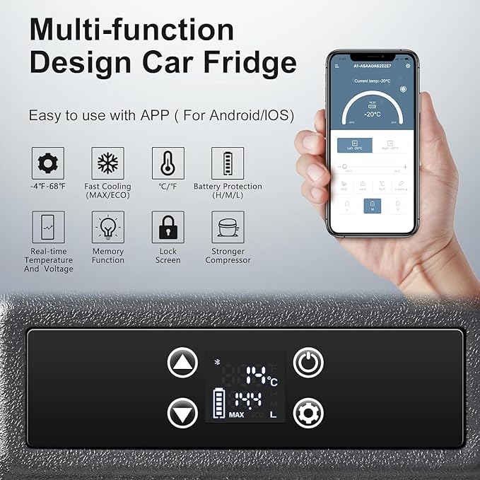 BODEGACOOLER 12 Volt Car Refrigerator,80 Quarts Portable Fridge,75L RV Freezer Single Zone,with APP