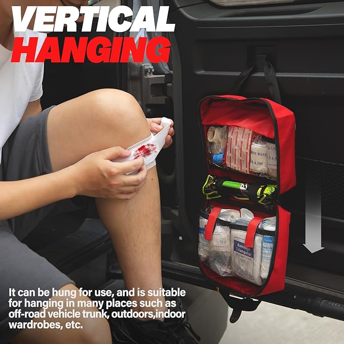 First Aid Kit - Waterproof Compact Small Emergency Medical Trauma Kit for Home, Travel, Camping