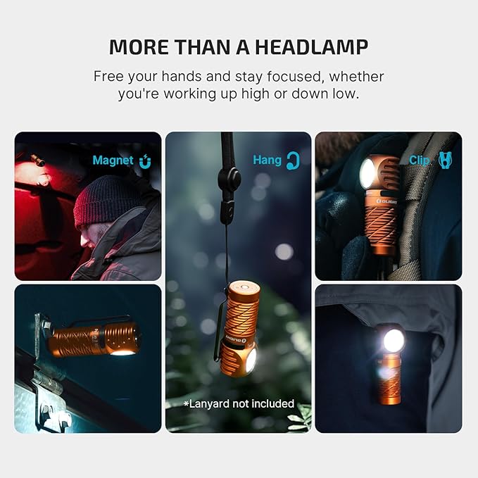 OLIGHT Perun 3 Mini Headlamp 1250 Lumens LED Head Flashlight,Rechargeable Headlight with Red Light