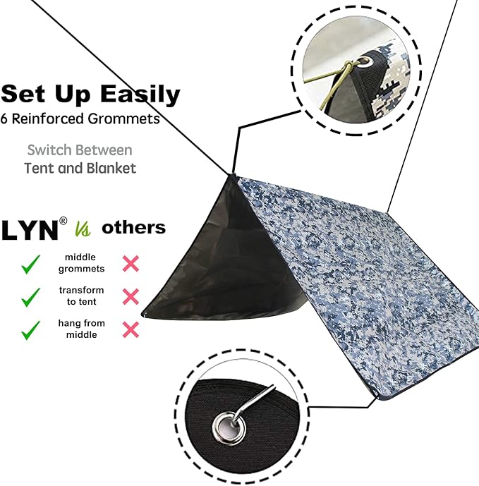 LYN Heavy Duty Emergency Blanket Survival Gear Waterproof Insulated Blanket Emergency Tarp for